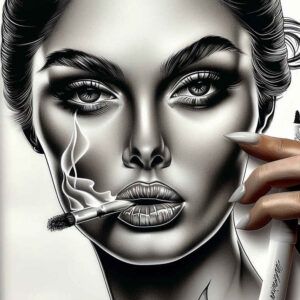 faces tattoo design ideas Surrealism ghostly shapes fine lines symbol of courage