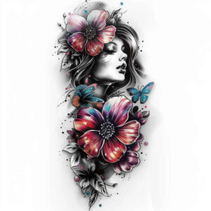 faces tattoo design ideas Surrealism shimmering forms lifelike for foot