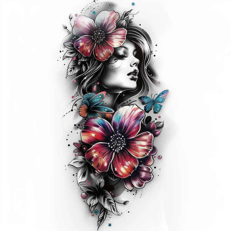 faces tattoo design ideas Surrealism shimmering forms lifelike for foot