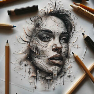 faces tattoo design ideas vivid gradients portrait embodying determination