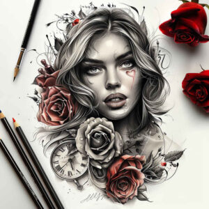 faces tattoo design ideas Surrealism enigmatic sharp represents strength