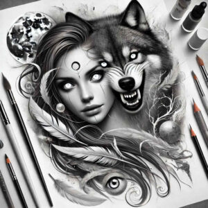 faces tattoo design ideas Surrealism dreamscape smooth for abdomen
