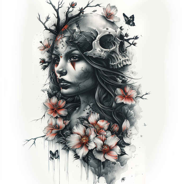 faces tattoo design ideas detailed textures subtle shadows for shin