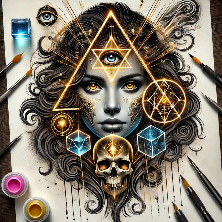tattoo-style-face – tattoo design ideas free ai generated – realistic-movement – for-sternum – Gallery: faces-inkby-ai