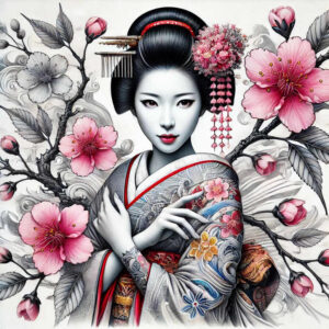 spiritual-geisha – tattoo design ideas free ai generated – surrealism-phantom – for-wrist – Gallery: geisha-inkby-ai