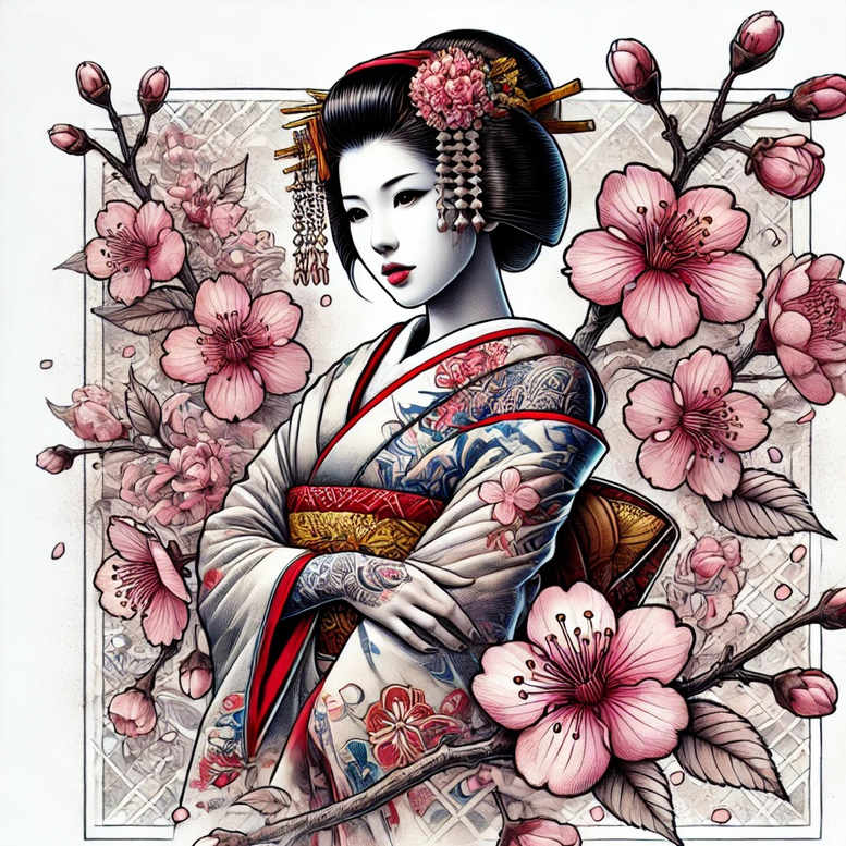 geisha tattoo design ideas Surrealism psychic energy cultural heritage symbolising courage