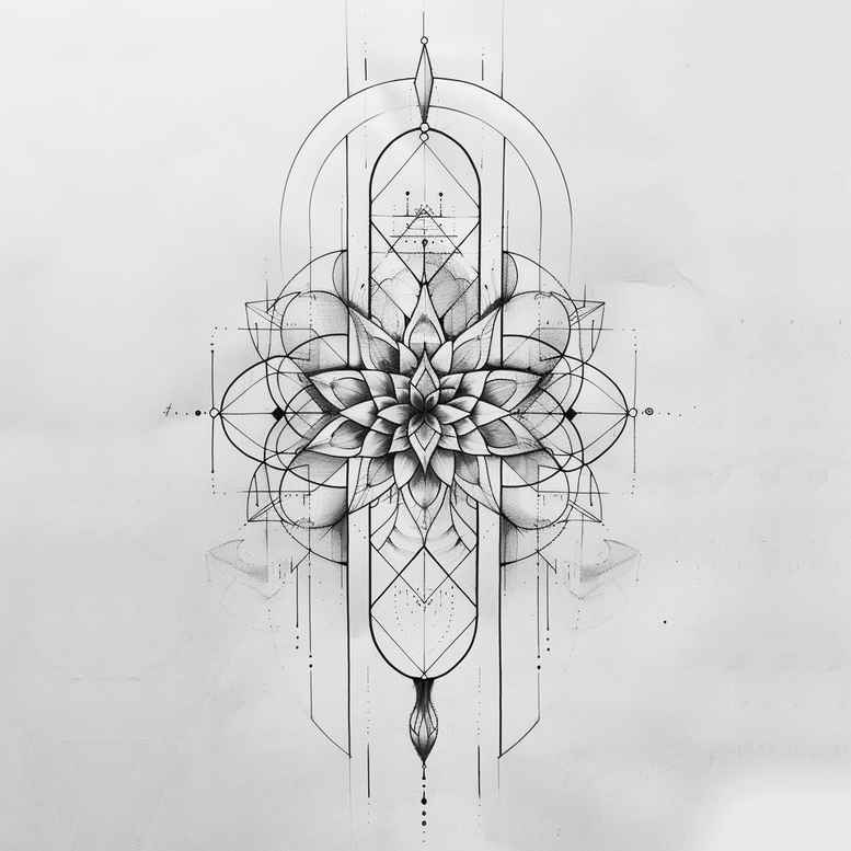 geometric-art-tattoo – tattoo design ideas free ai generated – delicate – for-elbow – Gallery: geometric-inkby-ai