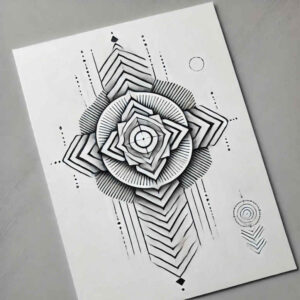 geometric-outline – tattoo design ideas free ai generated – thin-line – for-side-torso – Gallery: geometric-inkby-ai