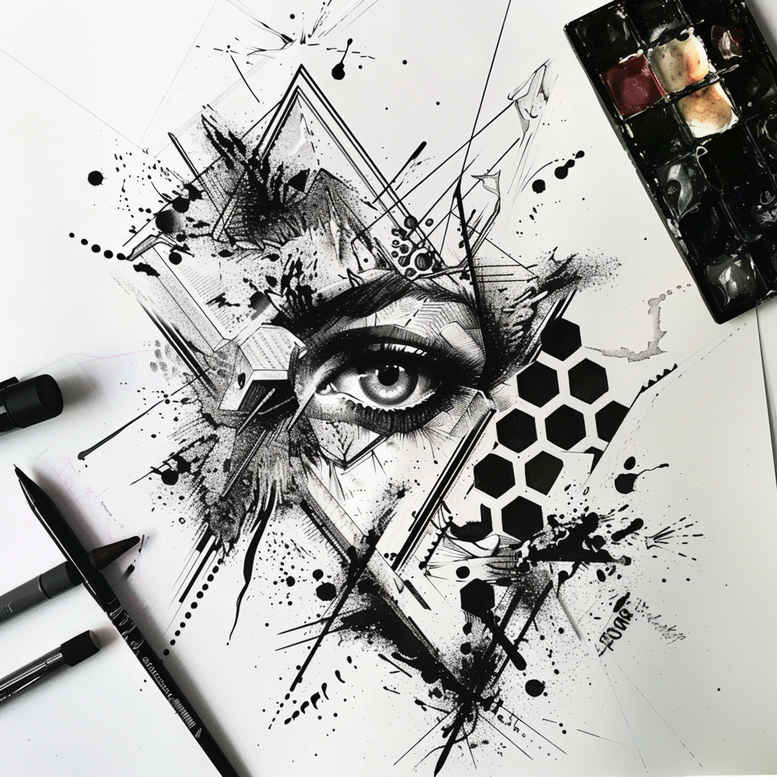 geometric-tattoo – tattoo design ideas free ai generated – plain – for-shin – Gallery: geometric-inkby-ai