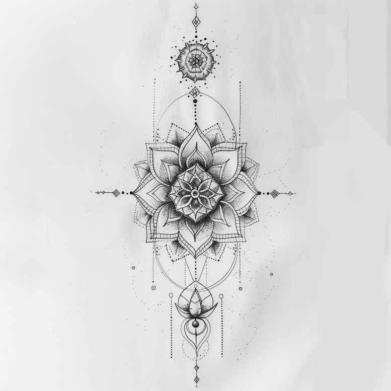 line-tattoo – tattoo design ideas free ai generated – soft-curve – for-upper-back – Gallery: geometric-inkby-ai