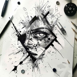 symmetrical-tattoo – tattoo design ideas free ai generated – thin-line – for-forearm – Gallery: geometric-inkby-ai