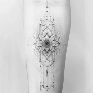 geometric tattoo design ideas octagon circle segments for lower arm
