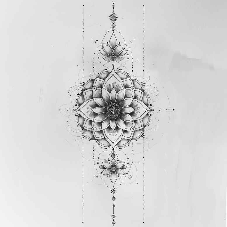 geometric tattoo design ideas bold script concentric circles for lower chest