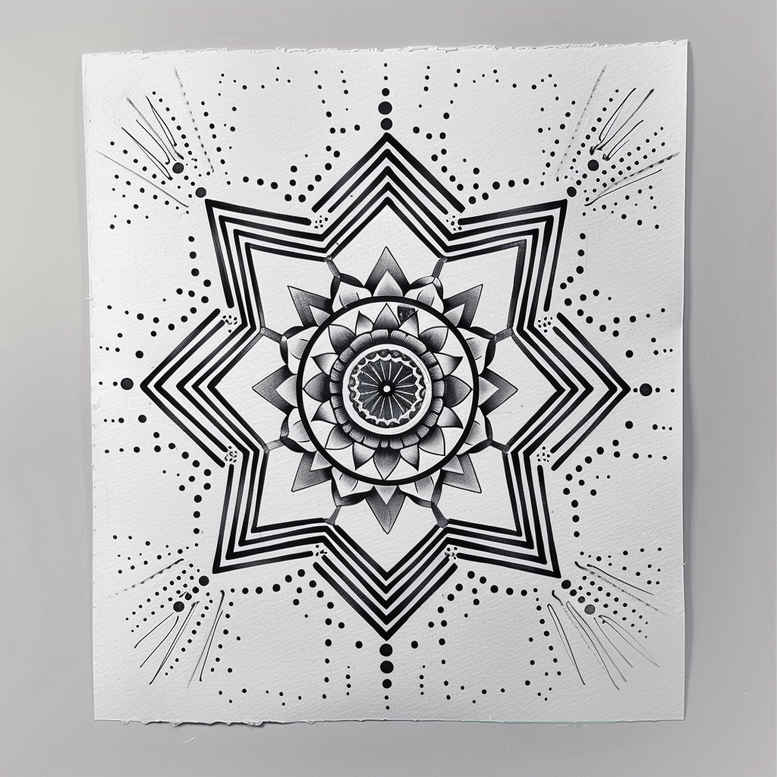 geometric tattoo design ideas dot shading cosmic order endurance and power