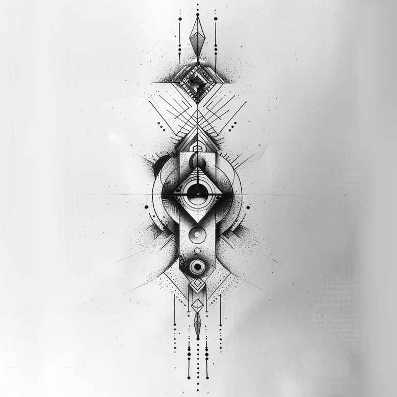 geometric tattoo design ideas straight lines elaborate for back shoulder
