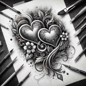 fine-line-heart – tattoo design ideas free ai generated – neotraditional-soft-blending – for-inner-arm – Gallery: hearts-inkby-ai