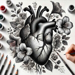 heart-hope-symbol – tattoo design ideas free ai generated – realism-contour-shading – for-upper-thigh – Gallery: hearts-inkby-ai