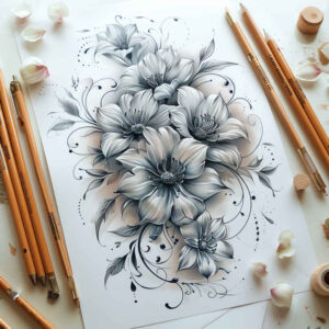 Delikatne kwiaty - Free tattoo design ideas ai genereted - inkby.ai