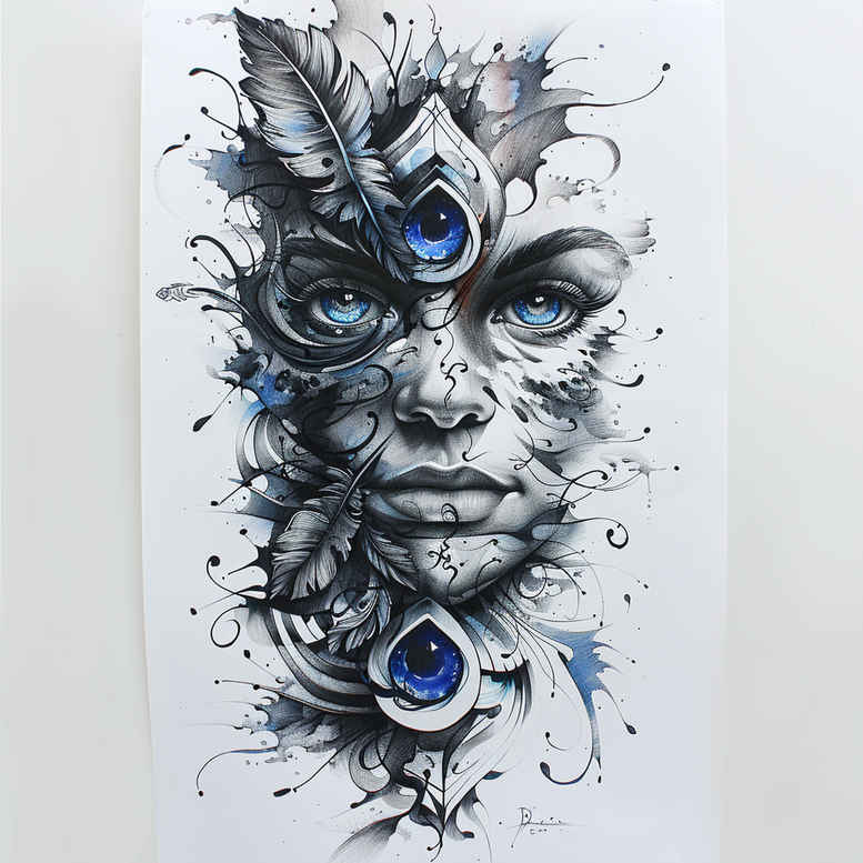 Surrealistyczne postacie - Free tattoo design ideas ai genereted - inkby.ai