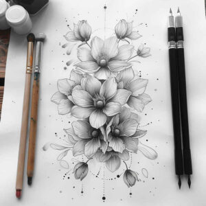 Delikatne kwiaty - Free tattoo design ideas ai genereted - inkby.ai