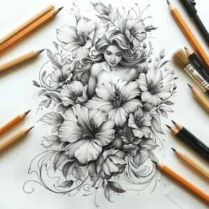 Delikatne kwiaty - Free tattoo design ideas ai genereted - inkby.ai
