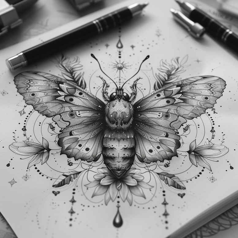 Motyle ćmy ważki - Free tattoo design ideas ai genereted - inkby.ai
