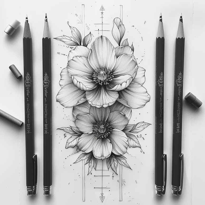 Delikatne kwiaty - Free tattoo design ideas ai genereted - inkby.ai