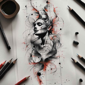 Surrealistyczne postacie - Free tattoo design ideas ai genereted - inkby.ai