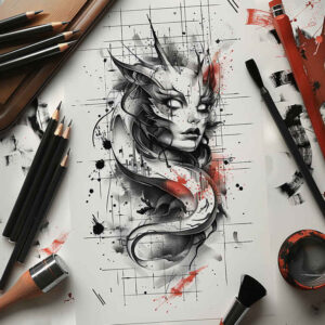 Surrealistyczne postacie - Free tattoo design ideas ai genereted - inkby.ai