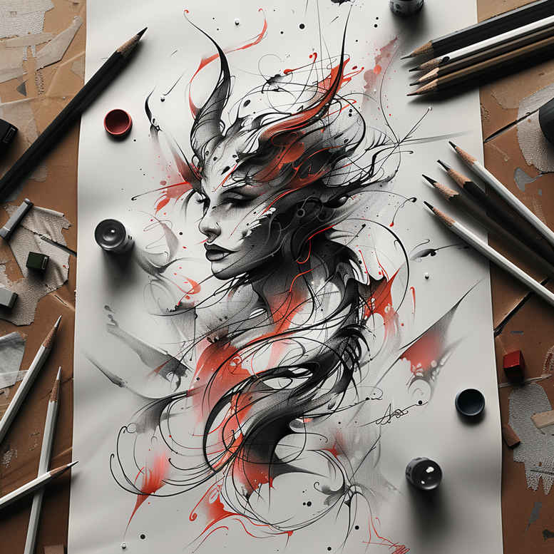 Surrealistyczne postacie - Free tattoo design ideas ai genereted - inkby.ai