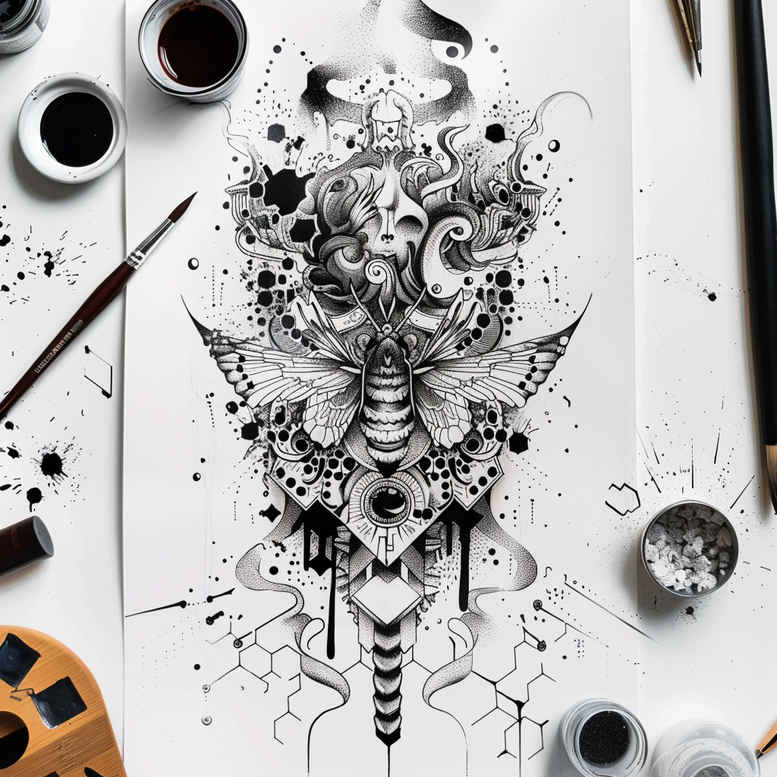 Motyle ćmy ważki - Free tattoo design ideas ai genereted - inkby.ai