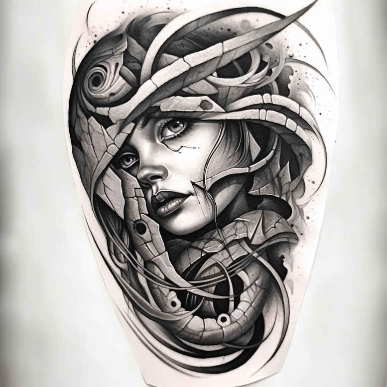 Surrealistyczne postacie - Free tattoo design ideas ai genereted - inkby.ai