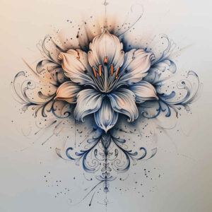 lotus-with-leaves – tattoo design ideas free ai generated – few-strokes – for-side – Gallery: lotuses-inkby-ai