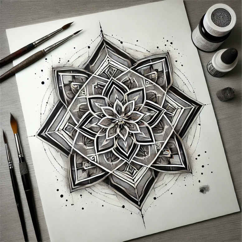 geometric-pattern – tattoo design ideas free ai generated – mandala-grid – for-ribs – Gallery: mandalas-and-similar-inkby-ai