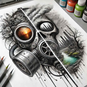 light-effect-mask – tattoo design ideas free ai generated – neotraditional-dynamic-color – for-back-shoulder – Gallery: masks-inkby-ai