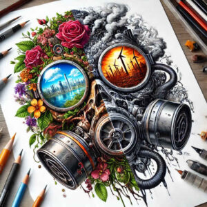 mask-tattoo – tattoo design ideas free ai generated – surrealism-unconscious-imagery – for-lower-arm – Gallery: masks-inkby-ai