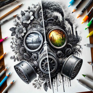 masks tattoo design ideas Surrealism floating elements fierce for calf