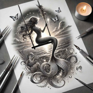 mermaid-in-motion-neotraditional-bold-motifs-for-thigh – tattoo design ideas free ai generated – Gallery: mermaids-inkby-ai