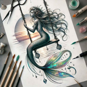 mermaid-surrealism-hallucinogenic-for-back-shoulder – tattoo design ideas free ai generated – Gallery: mermaids-inkby-ai