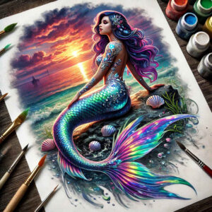 mermaid-spiritual-tattoo-realism-blended-gradients-for-calf – tattoo design ideas free ai generated – Gallery: mermaids-inkby-ai
