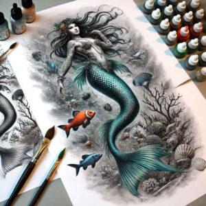 mermaid-silhouette-tattoo-surrealism-fantastical-elements-for-hip – tattoo design ideas free ai generated – Gallery: mermaids-inkby-ai