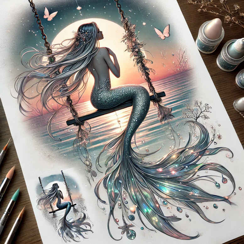 mermaid-with-shading-neotraditional-soft-blending-for-upper-thigh – tattoo design ideas free ai generated – Gallery: mermaids-inkby-ai