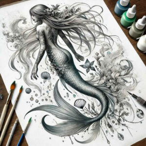 mermaid-folklore-tattoo-realism-precise-gradient-for-lower-back – tattoo design ideas free ai generated – Gallery: mermaids-inkby-ai