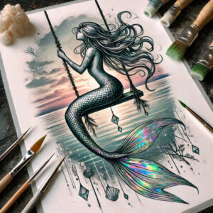mermaid-with-stars-neotraditional-color-richness-for-chest – tattoo design ideas free ai generated – Gallery: mermaids-inkby-ai