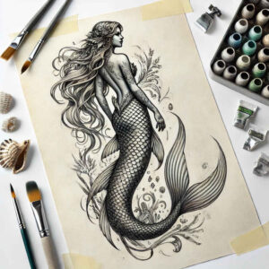 for-women-realism-detailed-rendering-for-shoulder-blade – tattoo design ideas free ai generated – Gallery: mermaids-inkby-ai