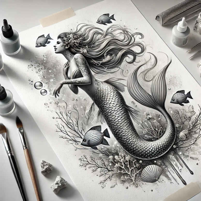 mermaids tattoo design ideas clean lines delicate symbol of strength