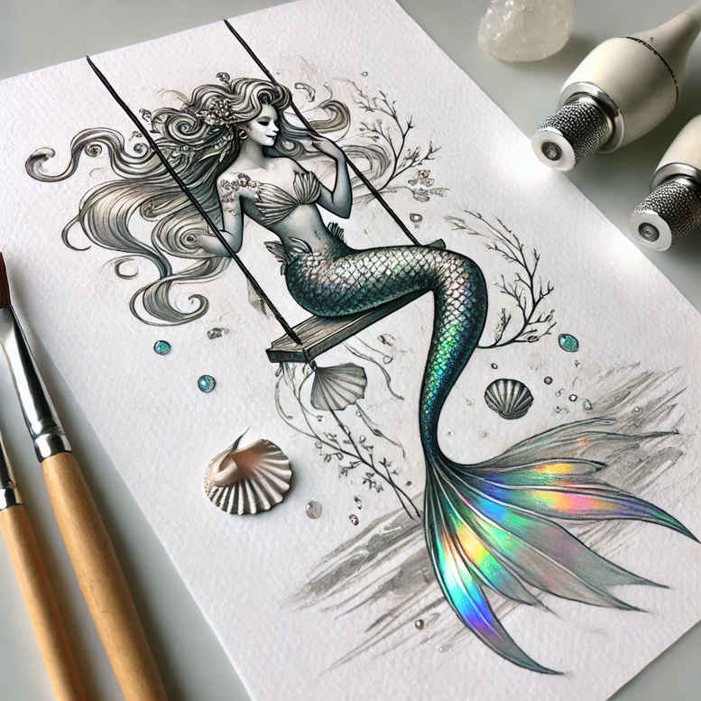 mermaids tattoo design ideas Surrealism phantom shadows ethereal for inner arm