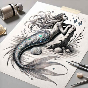 mermaids tattoo design ideas Surrealism ethereal glow fish tail for spine