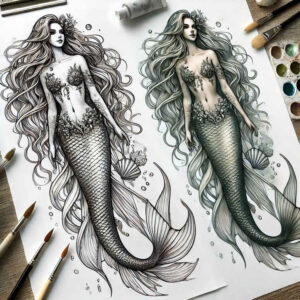 mermaids tattoo design ideas Realism detailed rendering mysterious for inner arm
