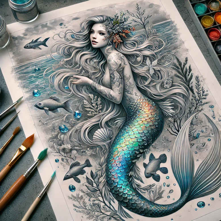 mermaids tattoo design ideas hyper-detailed mythical beauty shows endurance